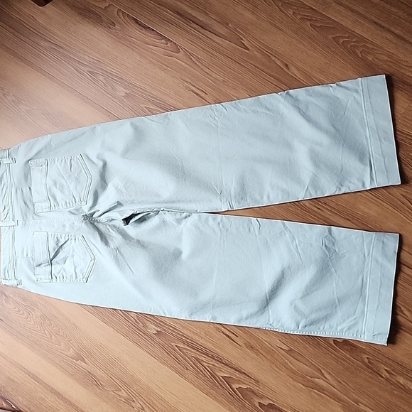 GAP High Stride Wide-Leg Ankle Khakis in Frothy Aqua Blue - Picture 11 of 14